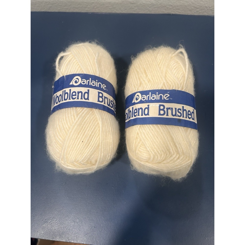 Lot of 2 Darlaine Woolblend Brushed Yarn - 25% Wool/ 75% Acrylic - Vintage White